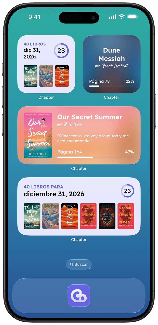 Widgets de Chapter en tu pantalla de inicio