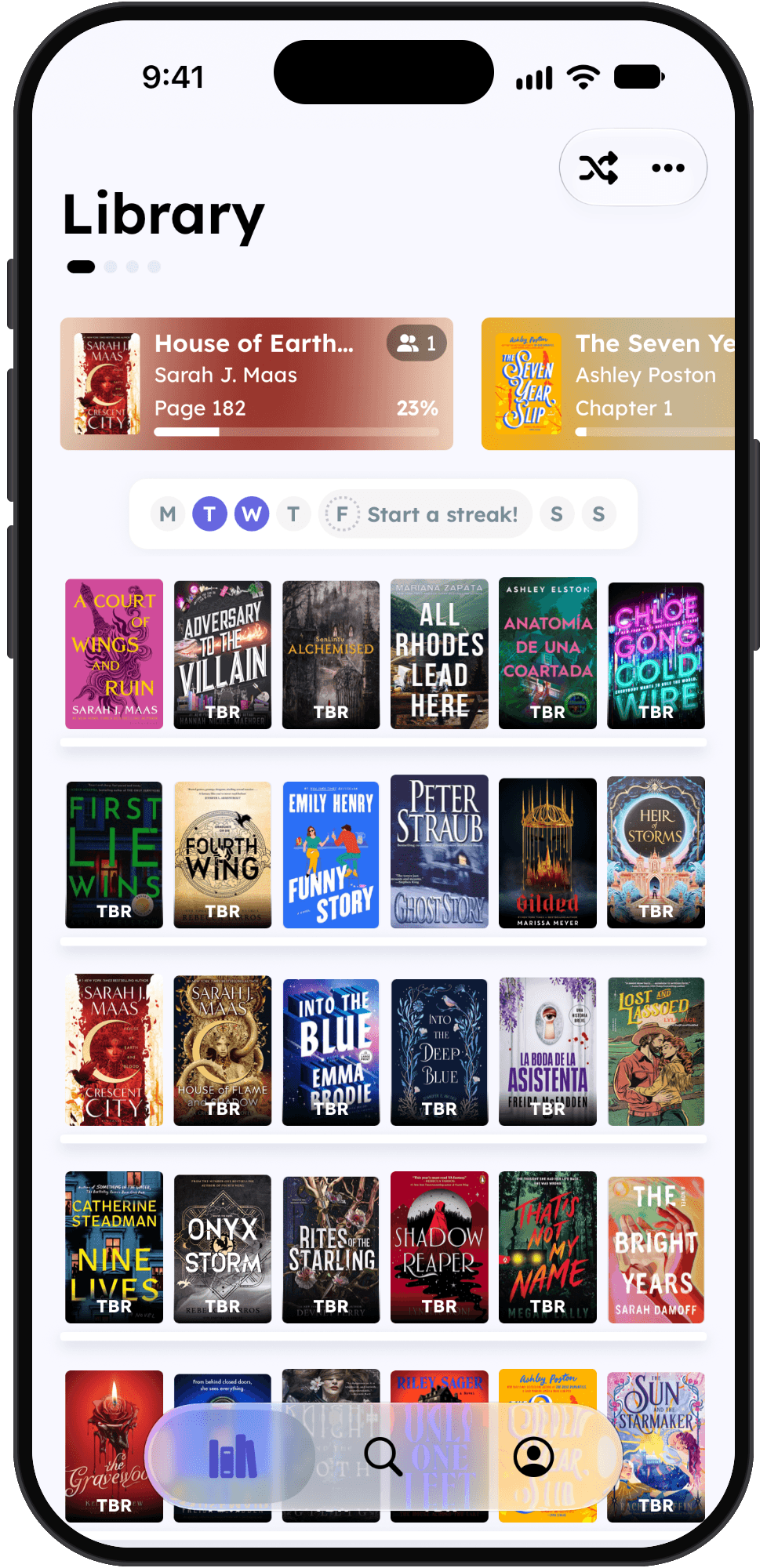 Your personal library and reading progress in Chapter